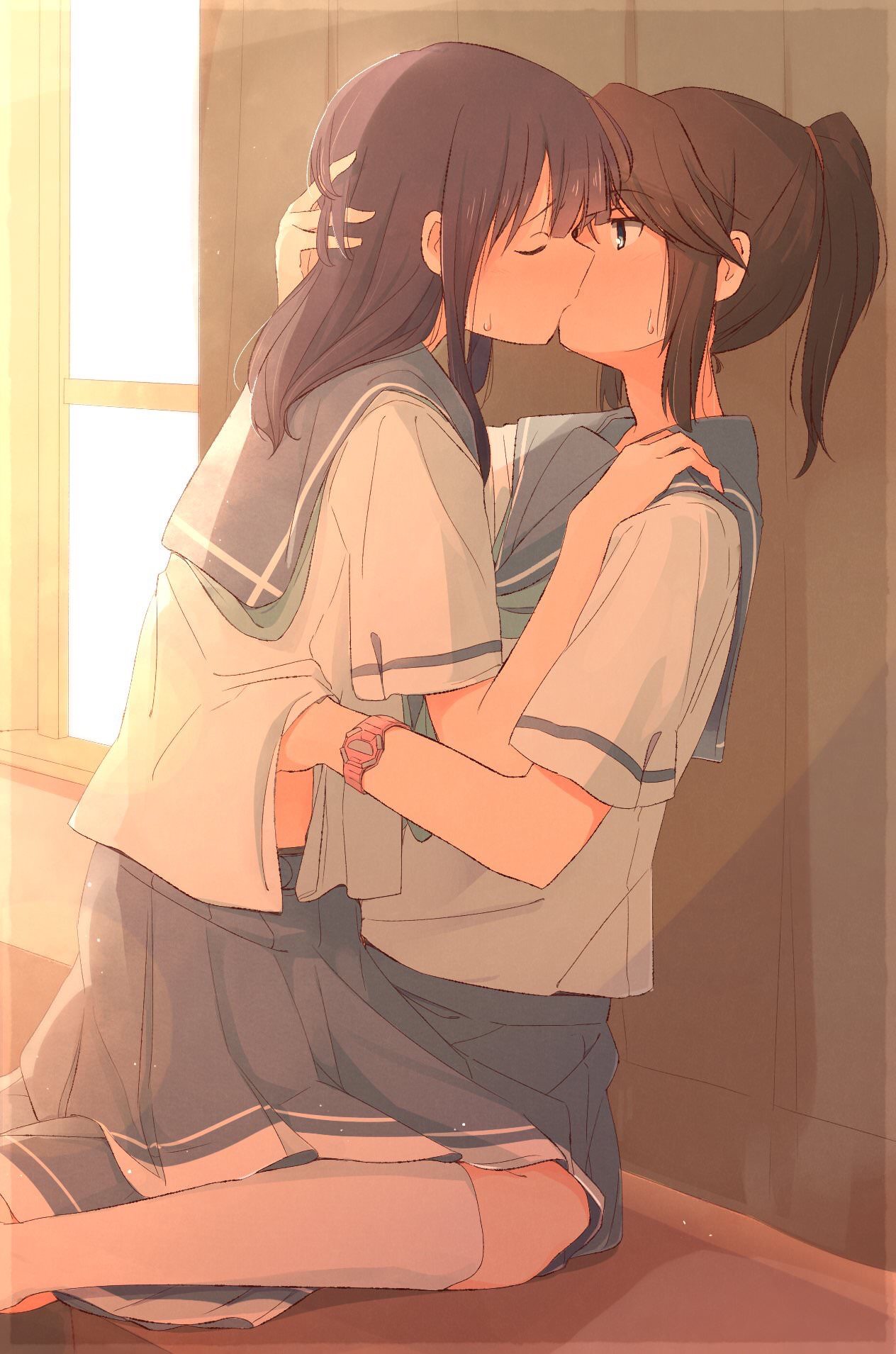 これから燃え上がる直前のような二次美少女同士の百合からレズになりそうな二次エロ画像-32